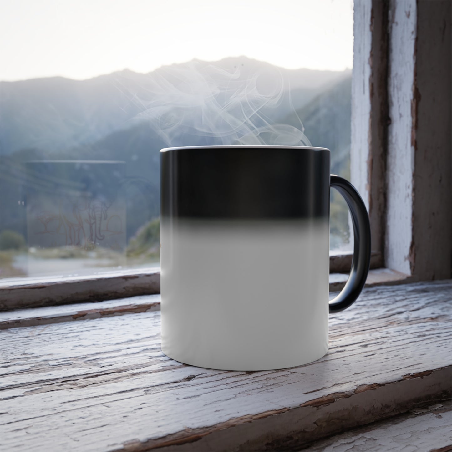 Color-Changing Mug — Minimal Continuous Line Elephant Giraffe, 11 oz