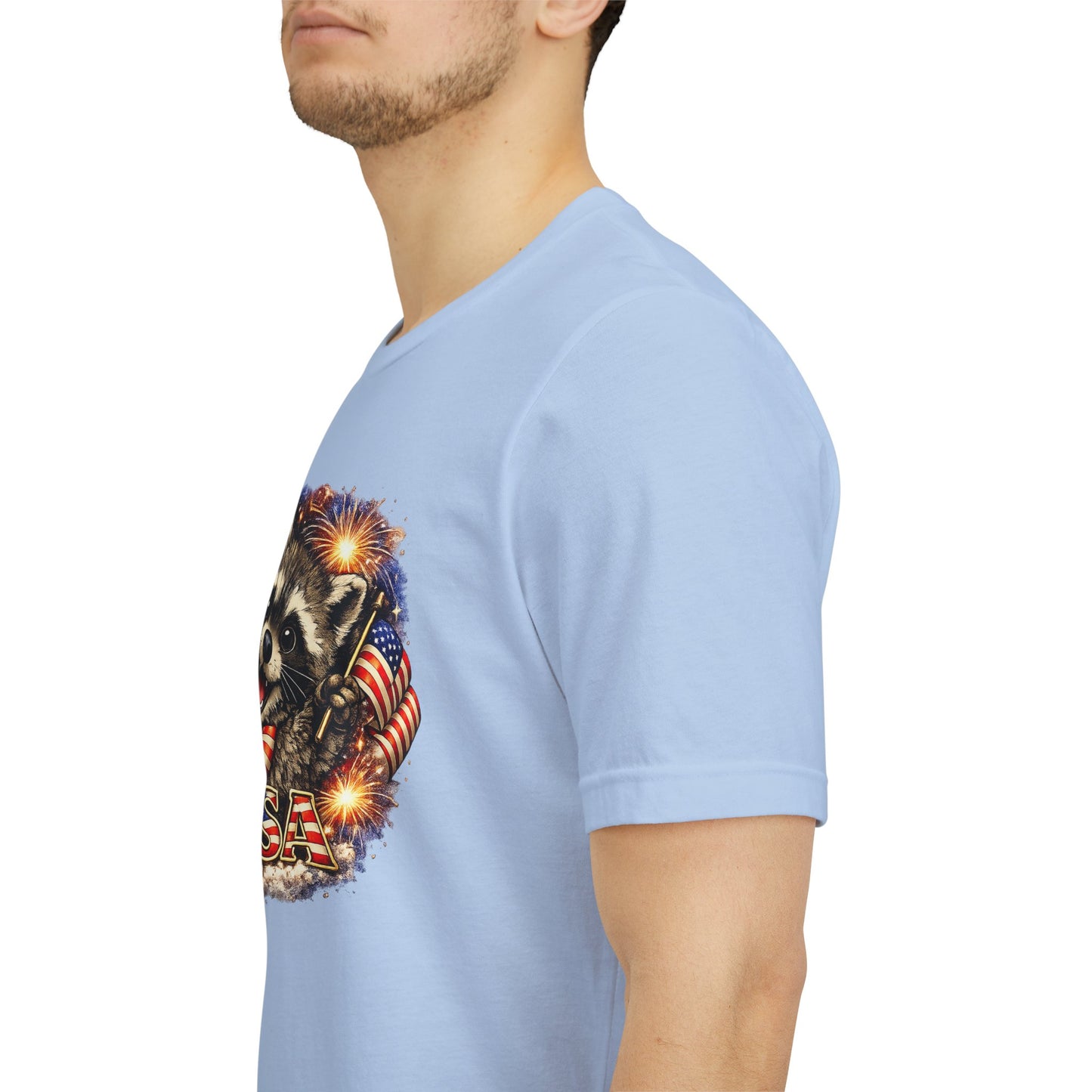 Patriot Raccoon 250th Anniversary T-Shirt — 4th of July Fireworks Flag Tee
