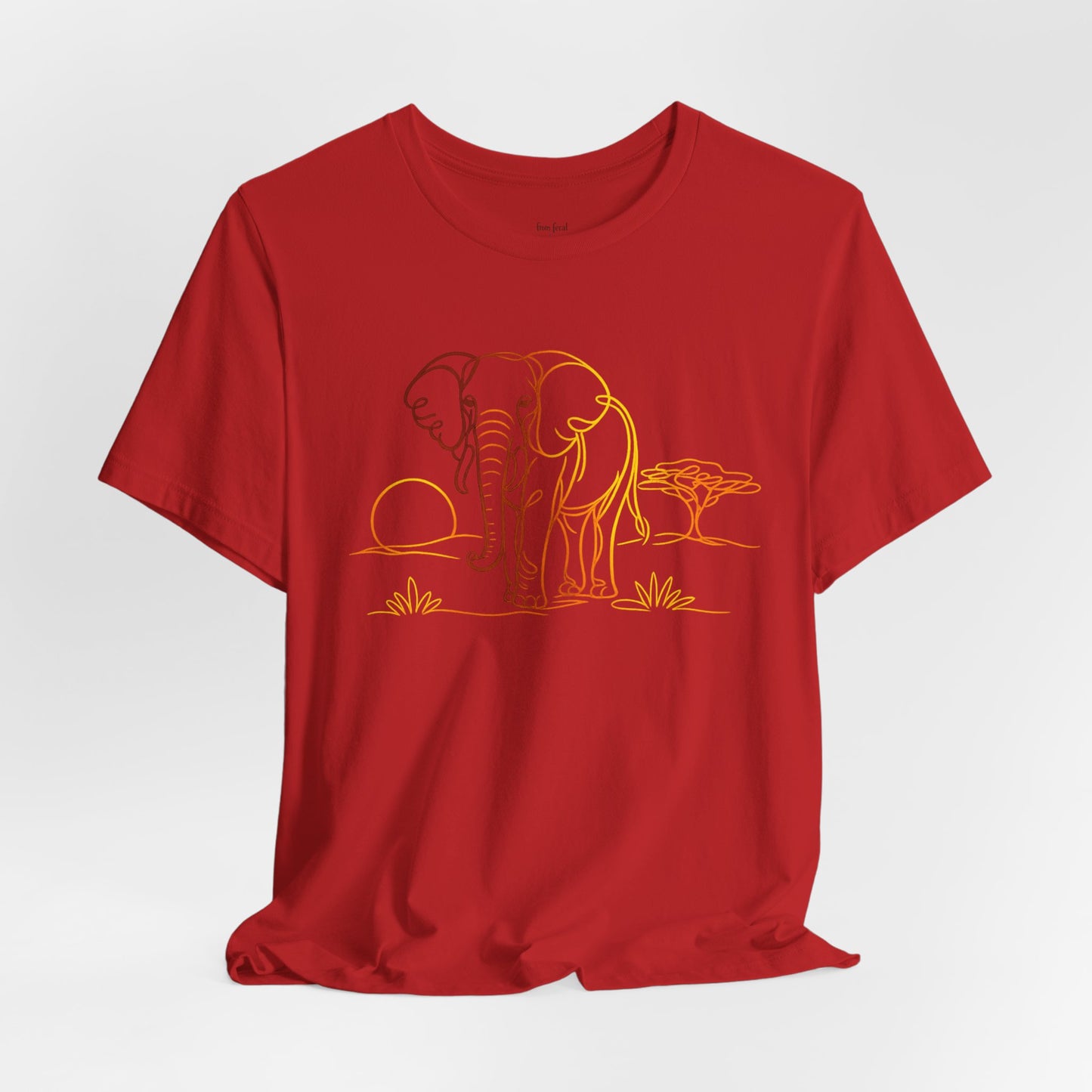 Elephant Sunset Tee — Minimal Line Art Safari T-Shirt