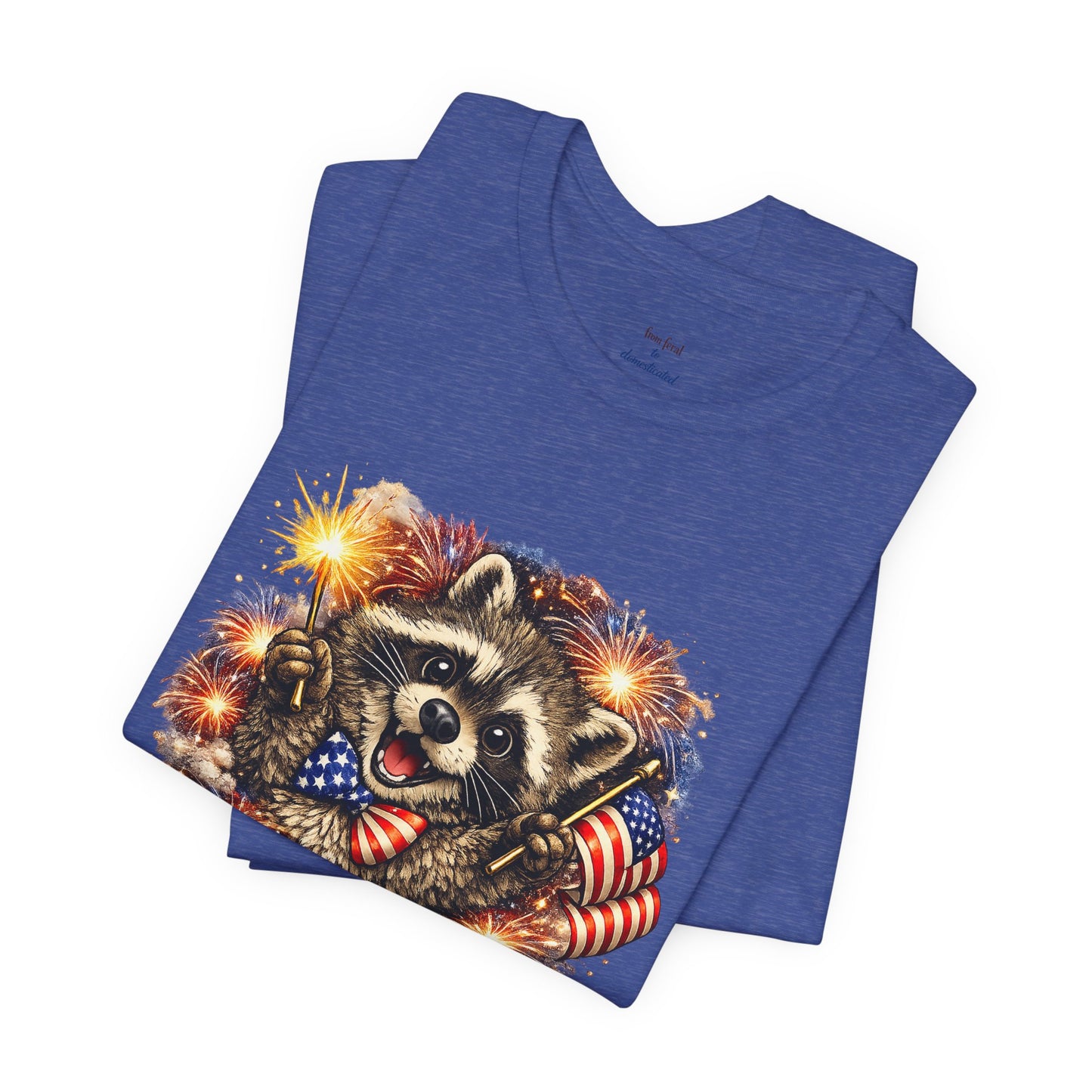Patriot Raccoon 250th Anniversary T-Shirt — 4th of July Fireworks Flag Tee