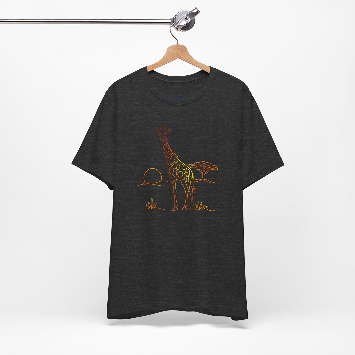Giraffe Sunset Tee — Minimal Line Art Safari T-Shirt