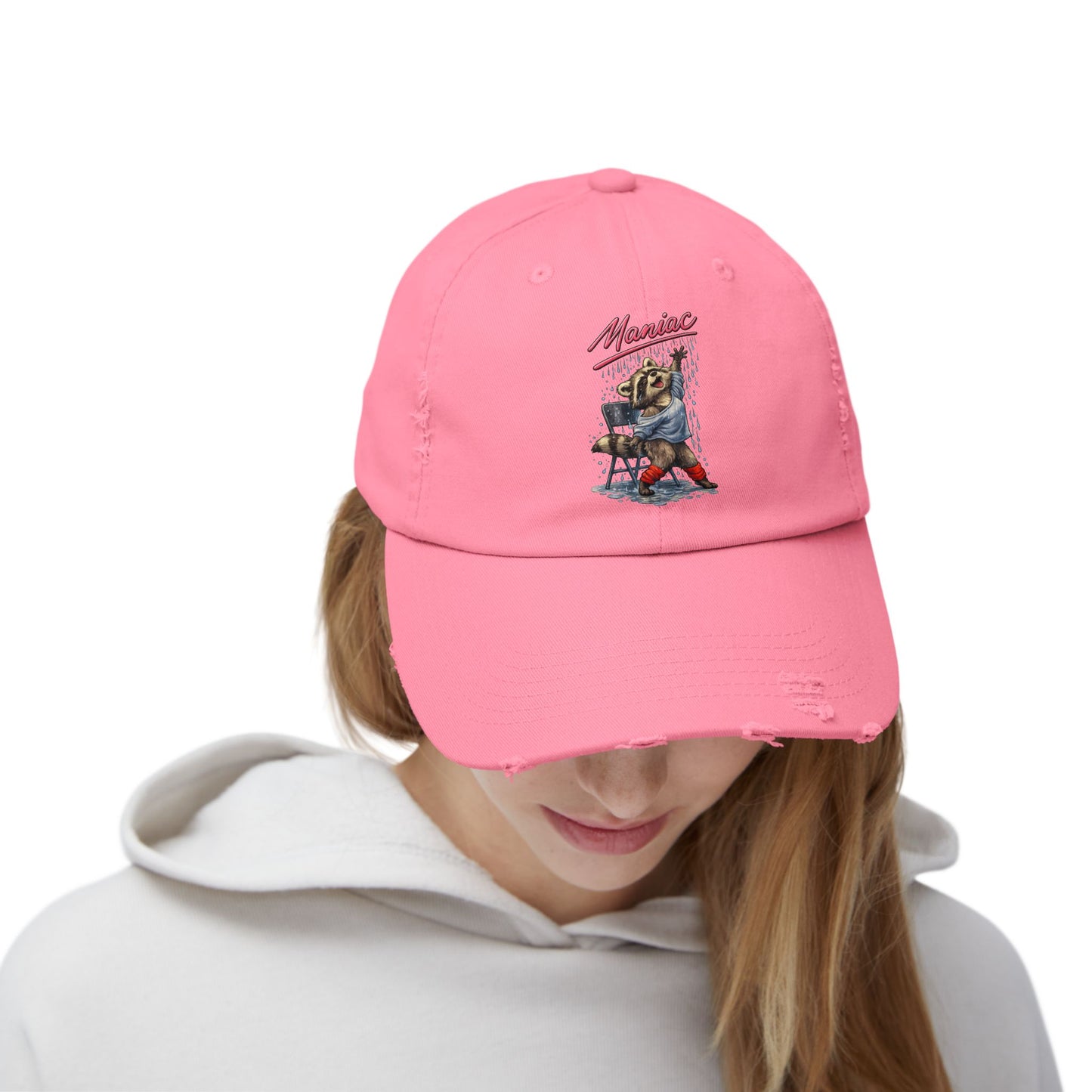 Maniac Distressed Cap — Raccoon Mom/Dad Funny Dad Hat