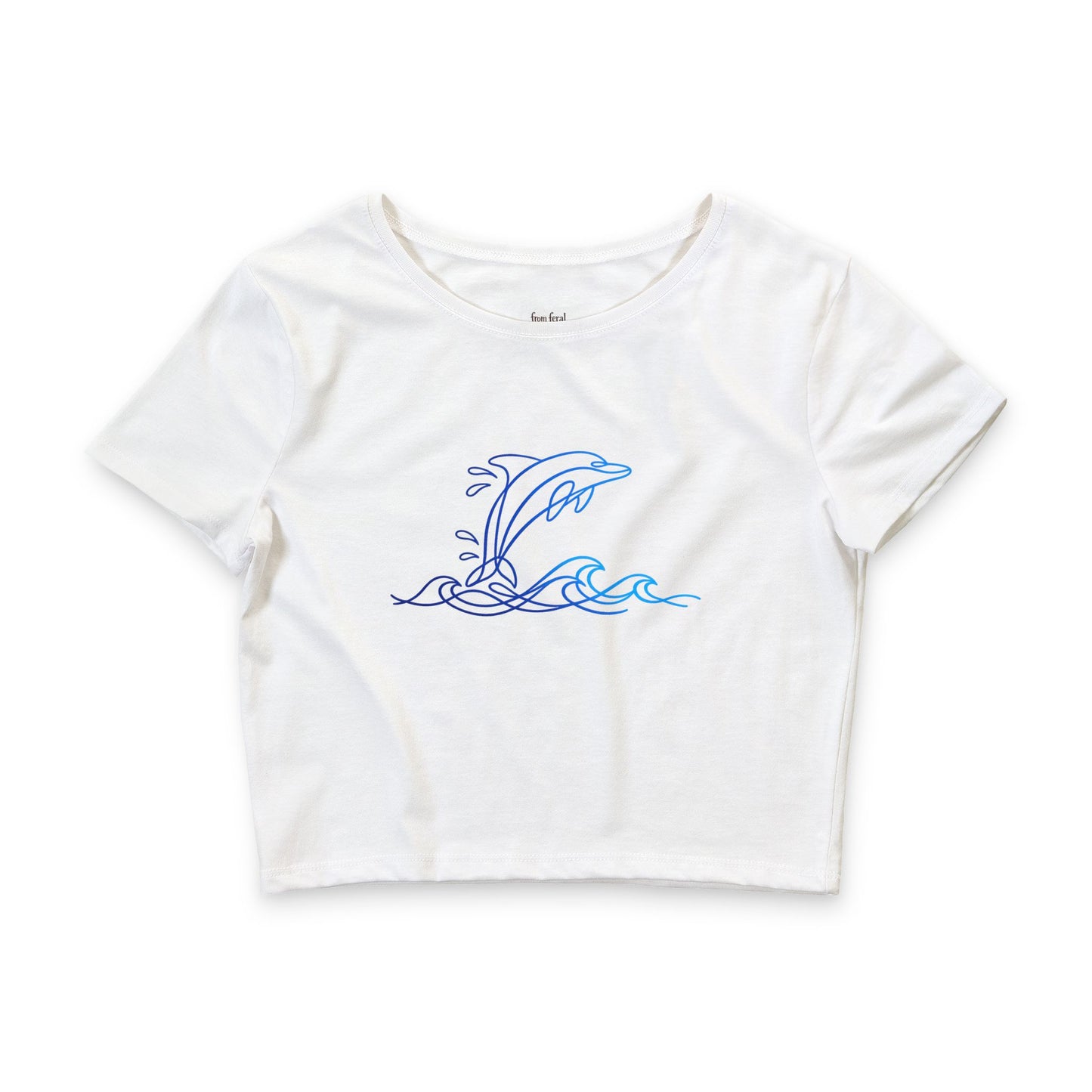 Splashing Dolphin Wave Crop Tee — Women's Ocean Breeze Graphic Crop Top