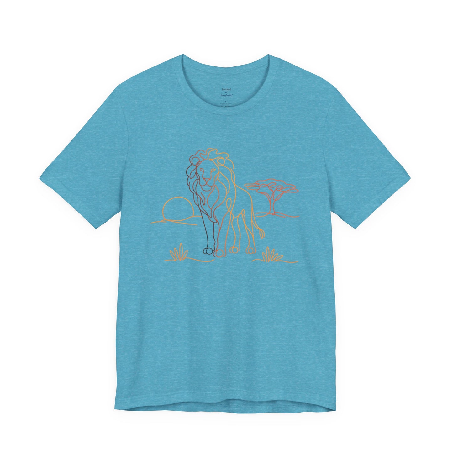 Lion Sunset Tee — Minimal Line Art Safari T-Shirt