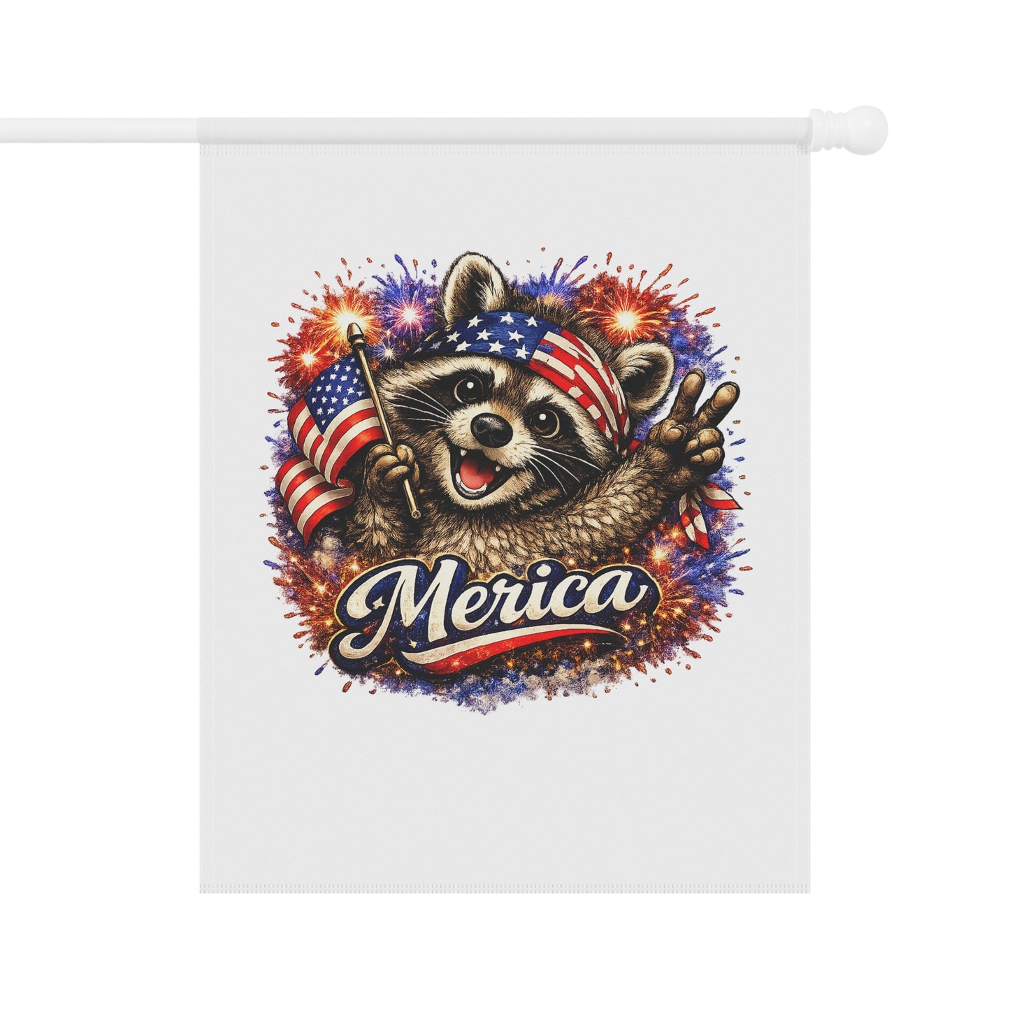Patriotic Raccoon 250 Garden Flag — 4th of July House Banner