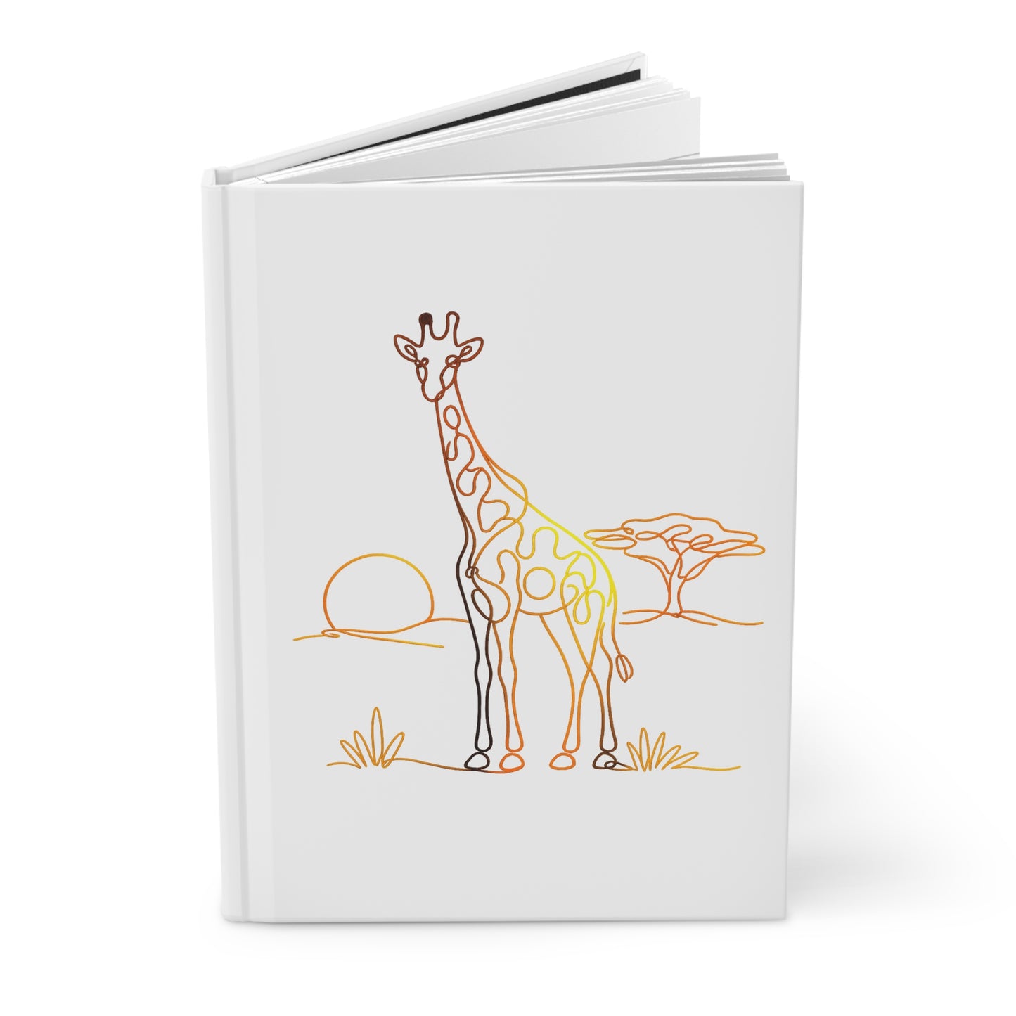 Giraffe Sunrise Hardcover Journal — Minimal Safari Sketch Notebook