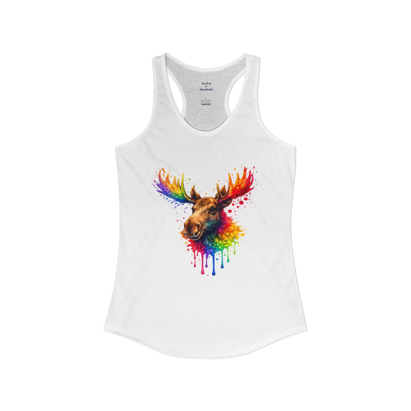 Watercolor Wildlife Moose Racerback Tank