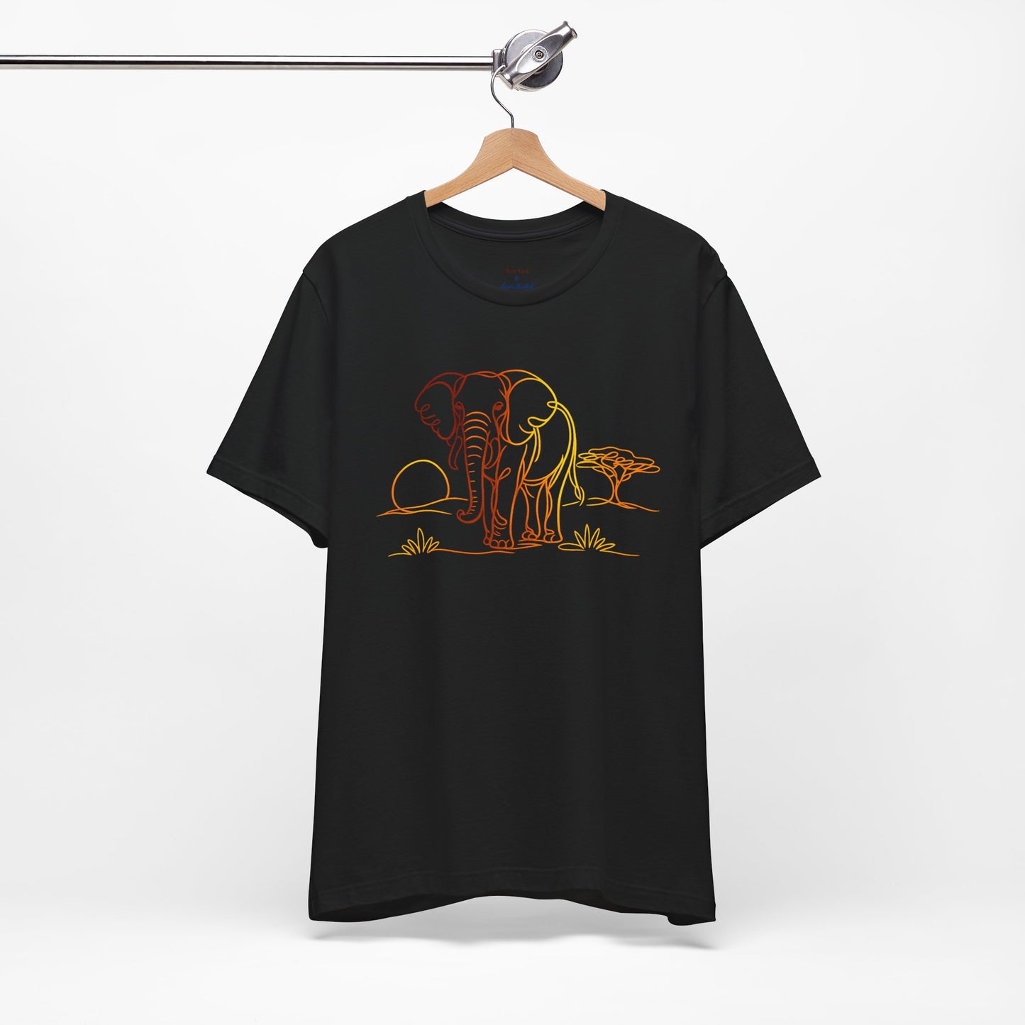 Elephant Sunset Tee — Minimal Line Art Safari T-Shirt