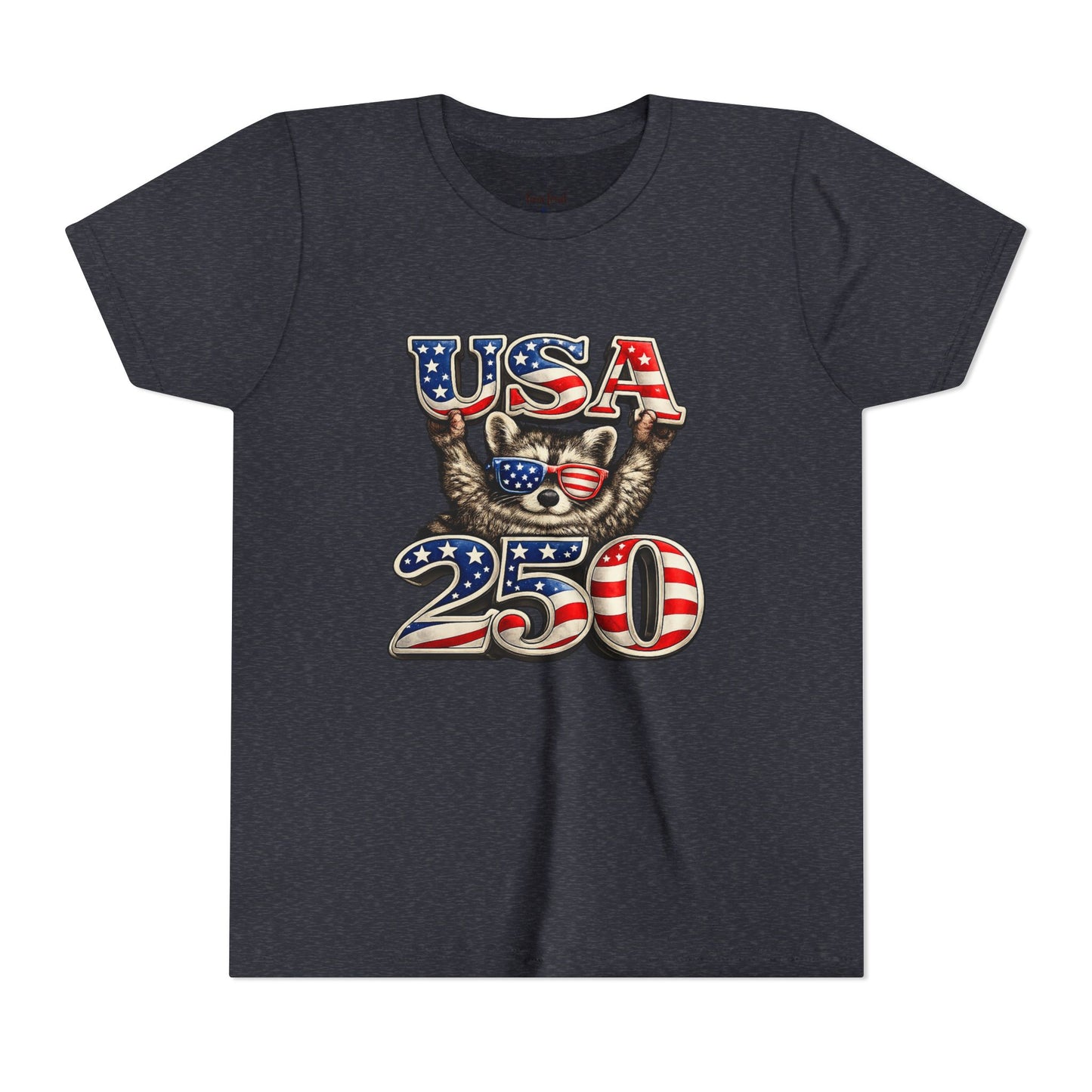 Patriotic Raccoon Youth Tee — Raccoon with USA 250