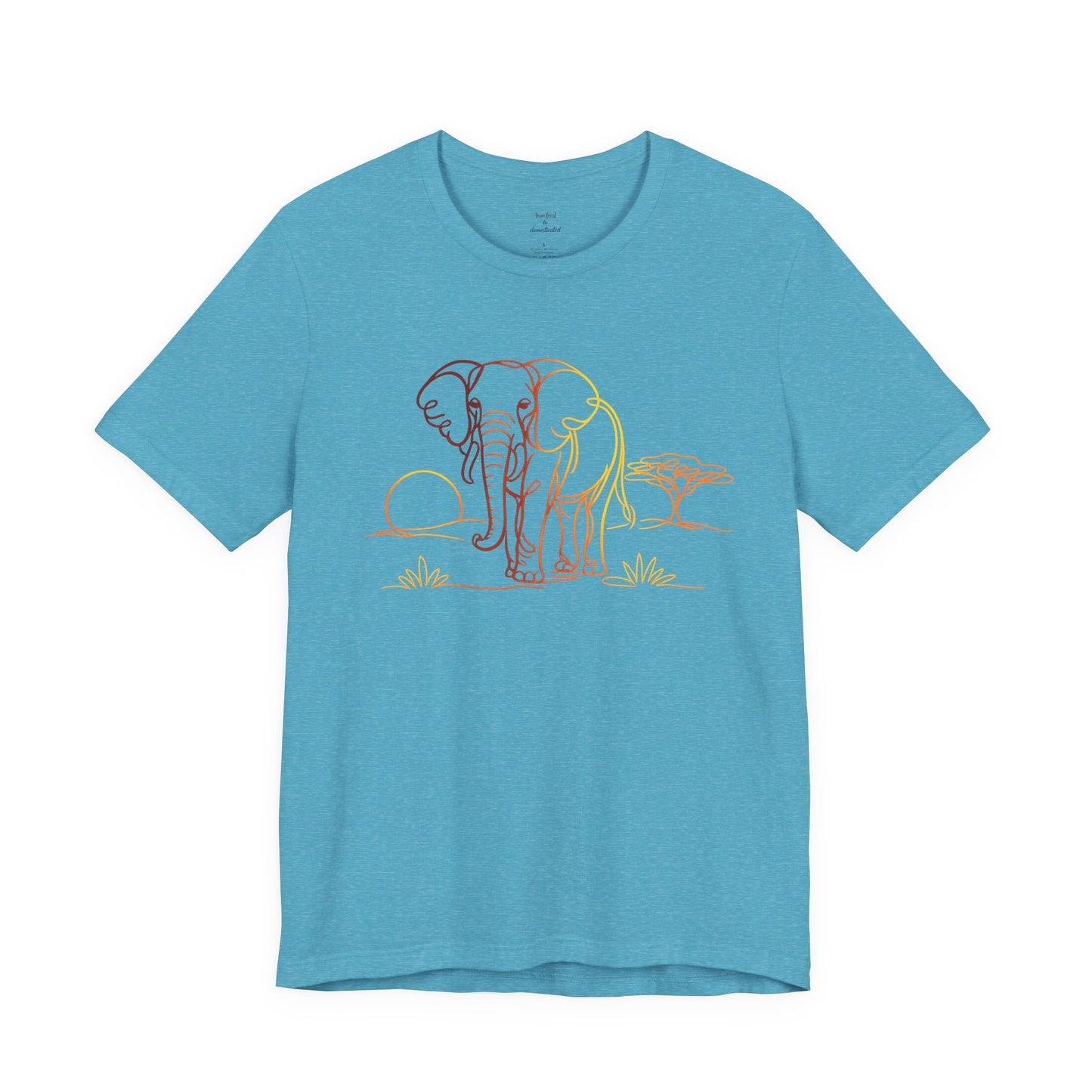 Elephant Sunset Tee — Minimal Line Art Safari T-Shirt